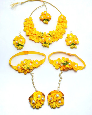 Shubh Lakshmi Creation Fabric Yellow Jewellery Set(Pack of 4)