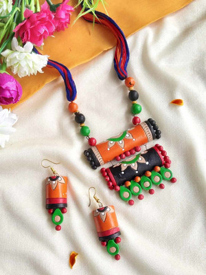 Manmarzi Terracotta Orange Jewellery Set(Pack of 1)