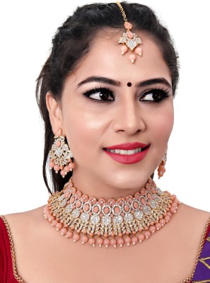 VATSALYA creation Alloy Gold-plated Beige Jewellery Set(Pack of 1)