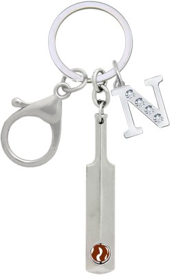MGP FASHION ALPHABET N Cricket Lover Pendant Bat and Rotating Ball Inside Gift Key Ring Key Chain