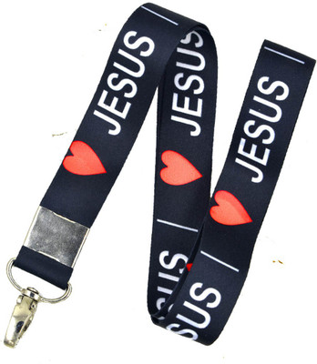 AFH Jesus Long Fabric ID tag Religious Lanyard Key Chain Key Chain