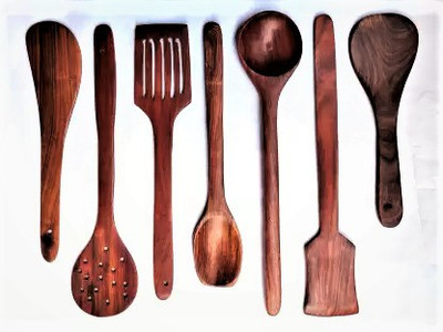 WOODENTREASURE Wooden Serving Spoon Set(Pack of 7)
