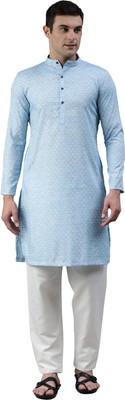 Manthan Men Self Design Straight Kurta(Blue)