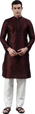 Manthan Men Solid Straight Kurta(Maroon)