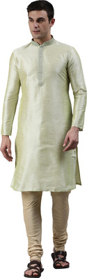 Manthan Men Self Design Straight Kurta(Green)