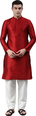 Manthan Men Solid Straight Kurta(Maroon)