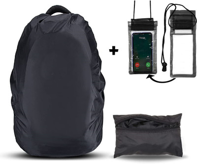 ExpressHub Waterproof Mobile Cover + Travel Camping Hiking Backpack Dust Rain Cover Luggage Cover(L, Black) deal from flipkart
