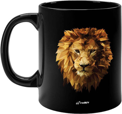 FirseBUY Geometric Lion Printed Ceramic Coffee Mug(325 ml)