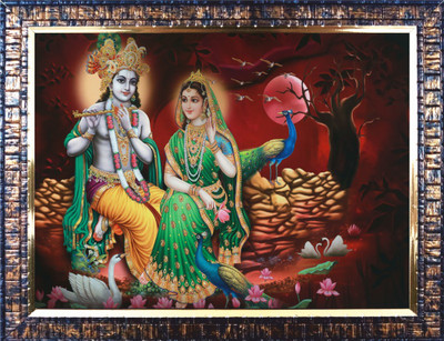 Darsh Craft Radha Krishna Ji PPB718 Digital Reprint 9 inch x 12 inch Painting(With Frame)