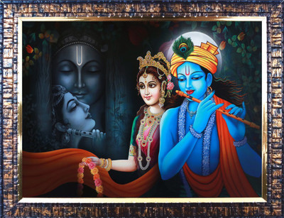 Darsh Craft Radha Krishna Ji PPB723 Digital Reprint 9 inch x 12 inch Painting(With Frame)