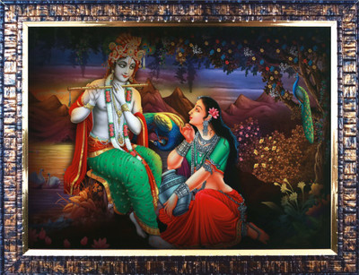 Darsh Craft Radha Krishna Ji PPB735 Digital Reprint 9 inch x 12 inch Painting(With Frame)
