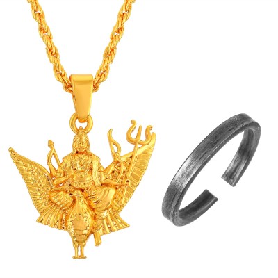 MissMister Brass Gold finished Shani Dev pendant with Iron Jewellery Men women Gold-plated Alloy Pendant Set