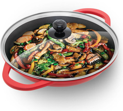 Hawkins Die-Cast Deep-Fry Pan, Glass (IDCSK3G) Kadhai 30.4 cm diameter with Lid 3 L capacity(Aluminium, Non-stick, Induction Bottom)