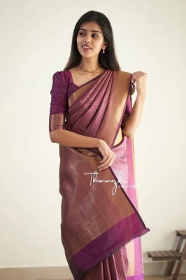 PARAMPARA CREATION Woven Kanjivaram Pure Silk Saree(Purple)