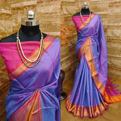 Classy Foriever Woven Banarasi Pure Silk Saree(Purple)