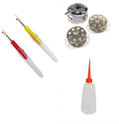 Crafts Haveli 3 Items Combo : 2 Seam Ripper, Machine Oil Bottle & 1 Case 2 Bobbin Sewing Kit