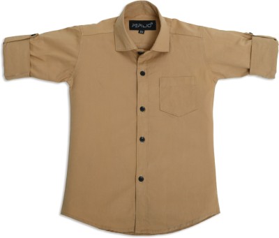 Technicia Boys Solid Casual Brown Shirt