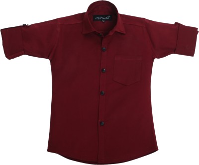 NewUpdate Boys Solid Casual Maroon Shirt