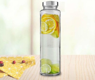 TINSUHG Glass Water Bottle with Leak-Proof Airtight Stainless Steel Lid for Water, 750 ml Bottle(Pack of 1, Silver, Glass)