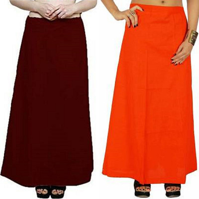 MAROON-ORANGE Pure Cotton Petticoat(Medium)