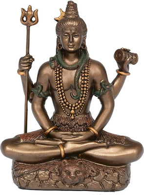 Natali Traders Mahadev - Car Dashboard Statue - Shiv Ji - Baba Bholenath - Shiv Shanker Gift Decorative Showpiece  -  3.45 inch(Brass, Brown)