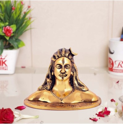 Sagar Enterprise adiyogi showpiece decorative idol for car & home Decorative Showpiece  -  12 cm(Metal, Gold)