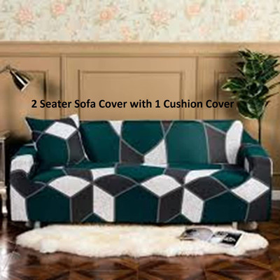lukzer Polyester Geometric 2 Seater Sofa Cover(Honeycomb Design Pack of 1)
