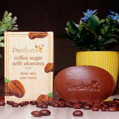 revluk Coffee Sugar With Aloe Vera Soap Bathing Bar (100gm) for Deep Cleansing(Green)