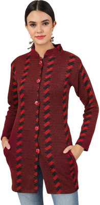 DIMSYCOLLECTION Self Design Round Neck Casual Women Red Sweater