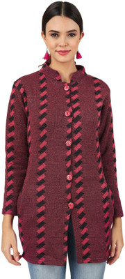 DIMSYCOLLECTION Self Design Round Neck Casual Women Pink Sweater