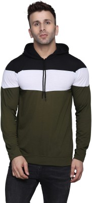 HYDEY Colorblock Men Hooded Neck Green, Black T-Shirt