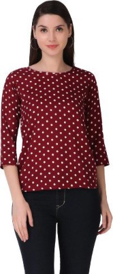 XPACT Casual Polka Print Women Maroon Top