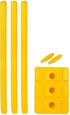 NSP Cricket Stumps Set - 3 Stumps + 2 Bails + 1 Stand for All Playing Levels(Yellow)