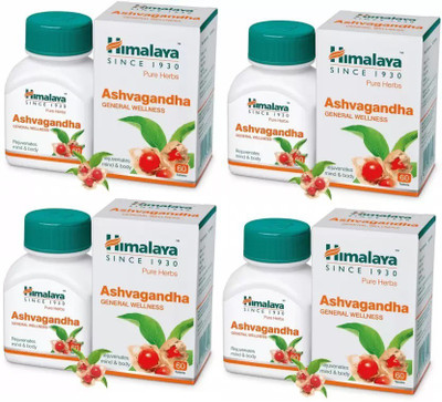 HIMALAYA Ashvagandha General Wellness Rejuvenates Mind & Body (60 Tablets) - Pack of 4(Pack of 4, 240 Tablets)