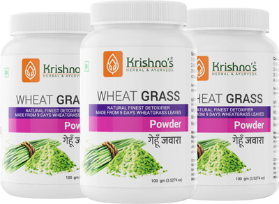 Krishna's Herbal & Ayurveda WheatGrass Powder | Rich Source of Chlorophyll | Helps Control Cholesterol | Enhances Hemoglobin | High in Nutrients and Antioxidants | Pack of 3 | 100g Each(Pack of 3, 300 g) Krishna's Herbal & Ayurveda WheatGrass Powder | Rich Source of Chlorophyll | Helps Control Cholesterol | Enhances Hemoglobin | High in Nutrients and Antioxidants | Pack of 3 | 100g Each(Pack of 3, 300 g)