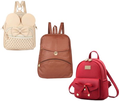 QUASHIMI COLLECTION BP-1-crm-2in1+brwn-psh-lck+red-tei-pitthu-cmbo 6 L Backpack(White, Brown, Red)