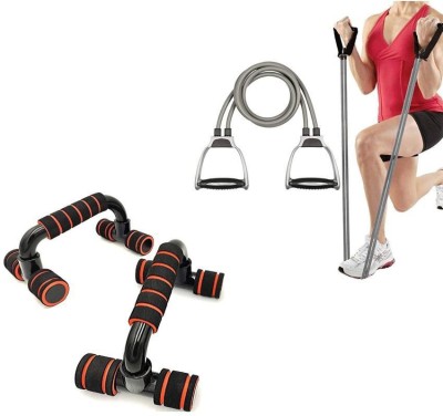 HORSE FIT Push Up Bar Stand And Double Toning Resistance Tube combo Push-up Bar