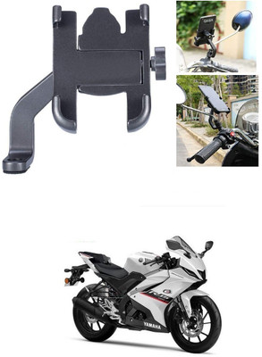 AutoGnix Mirror Fitting Metal Mobile Holder For Yamaha R15 V4 Bike Mobile Holder(Black)