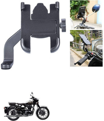 AutoGnix Mirror Fitting Metal Mobile Holder For Royal Enfield Classic Chrome Bike Mobile Holder(Black)