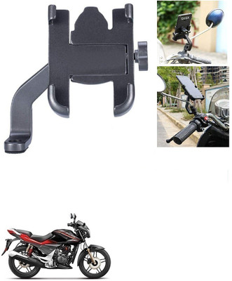 Qiisx Mirror Fitting Metal Mobile Holder For Hero CBZ Extreme Bike Mobile Holder(Black)