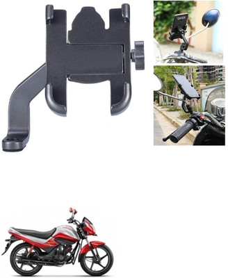 Qiisx Mirror Fitting Metal Mobile Holder For Hero Splendor I Smart Bike Mobile Holder(Black)