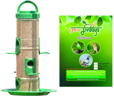 AMIJIVDAYA Combo of 1 Kg Millet Bird Food & 1 Large Window Bird Feeder(Green)