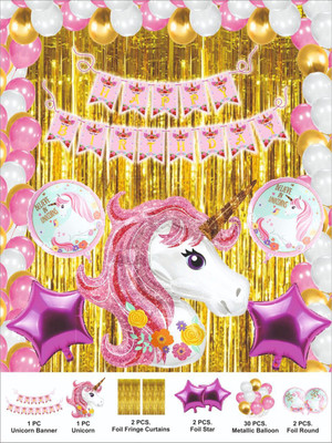 Anayatech Unicorn theme birthday combo-pack of 38(Set of 38)