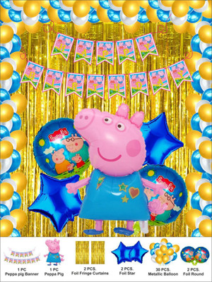 Anayatech Peepapig theme birthday combo-pack of 38(Set of 38)