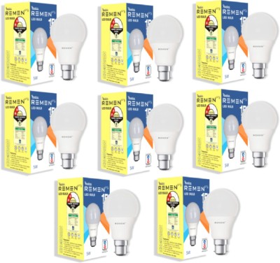 REMEN 5 W Standard B22 LED Bulb(White, Pack of 8)