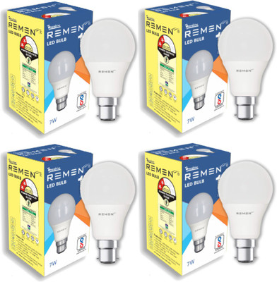 REMEN 7 W Basic Standard B22 LED Bulb(White, Pack of 4)