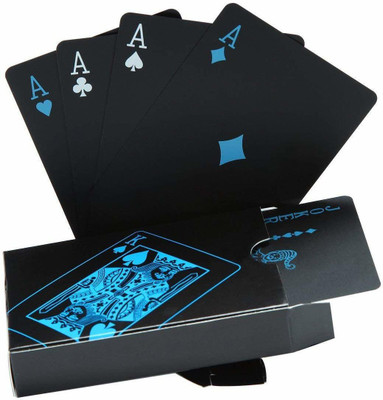 Kroniv High Quality Classic Waterproof 54 Pieces of PVC Plastic Magic Tricks Tool Poker Playing Card(Black)