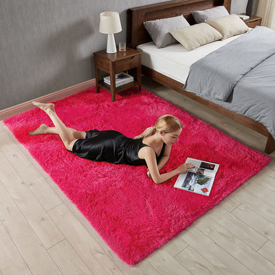 Acarpet Pink Polyester Carpet(7 ft,  X 10 ft, Rectangle)