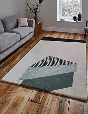 RM Handloom Grey Polyester Carpet(8 ft,  X 5 ft, Rectangle)