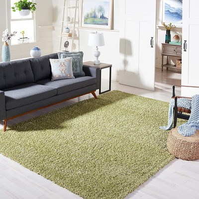 Acarpet Green Polyester Carpet(5 ft,  X 7 ft, Rectangle)